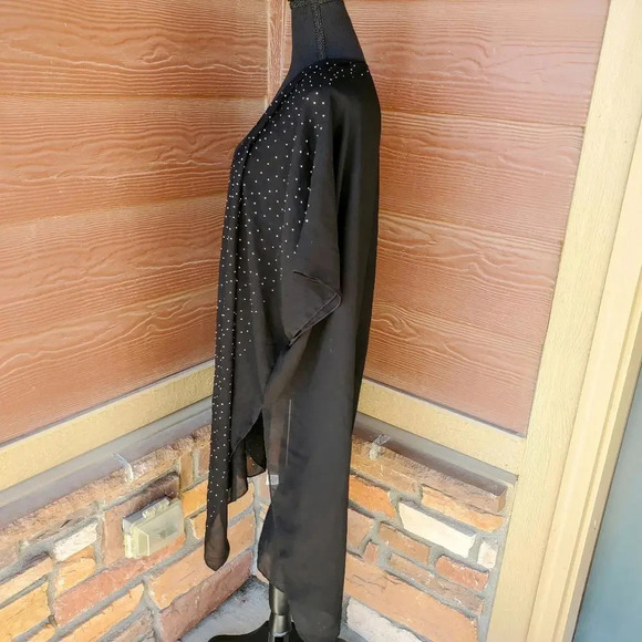 Jessica Mcclintock Vintage Black Silver Studded Kimono - Picture 6 of 16